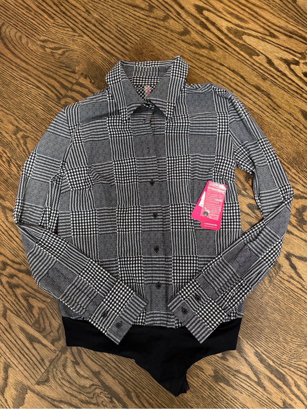 Commando Black & White Plaid Button-Up Bodysuit